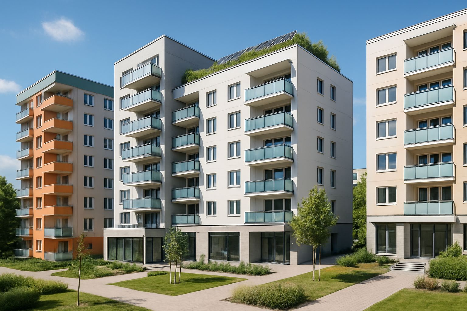 Beispielabbildung: Moderne Plattenbau-Häuser